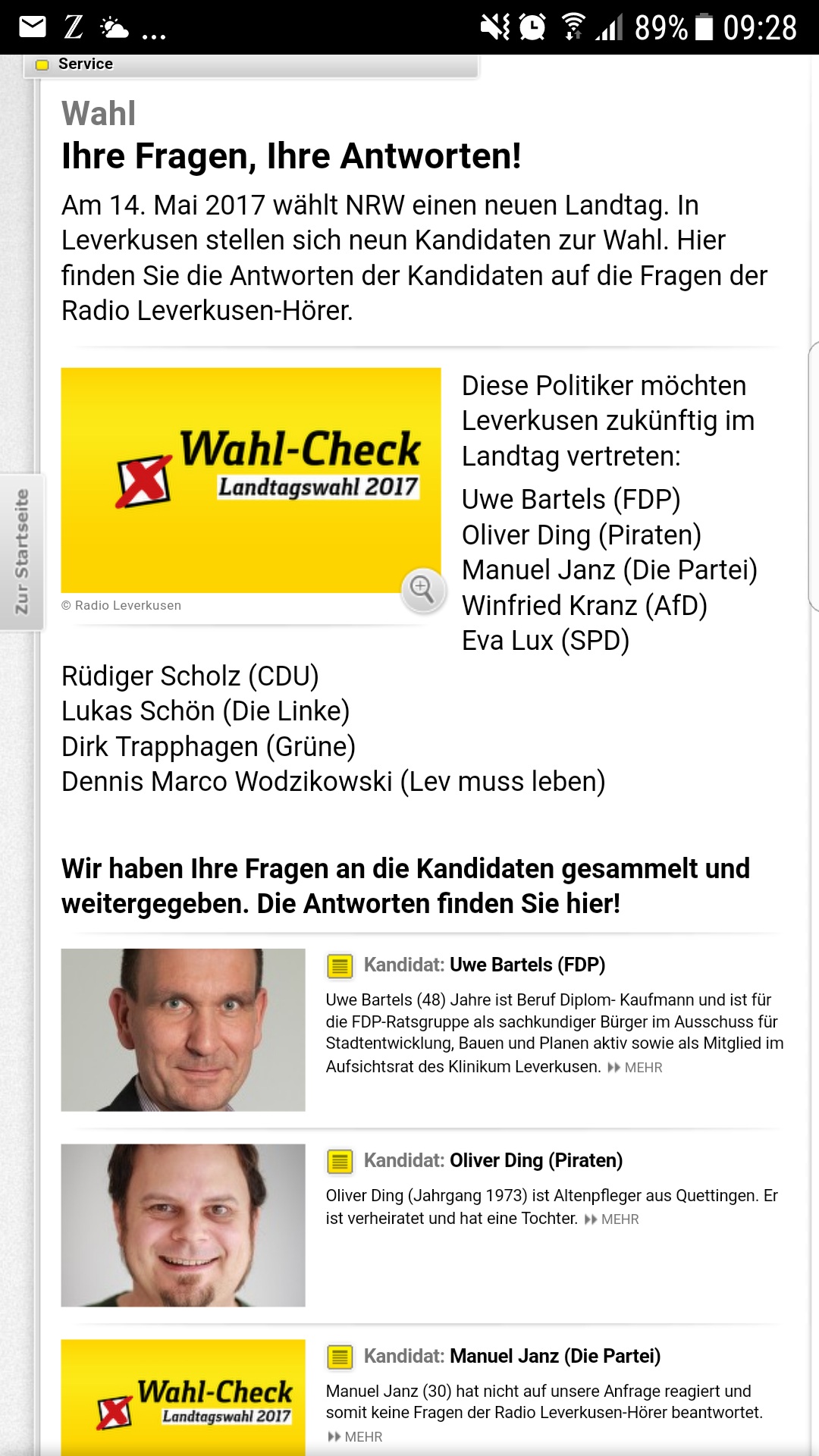 Screenshot von Radio Leverkusen
